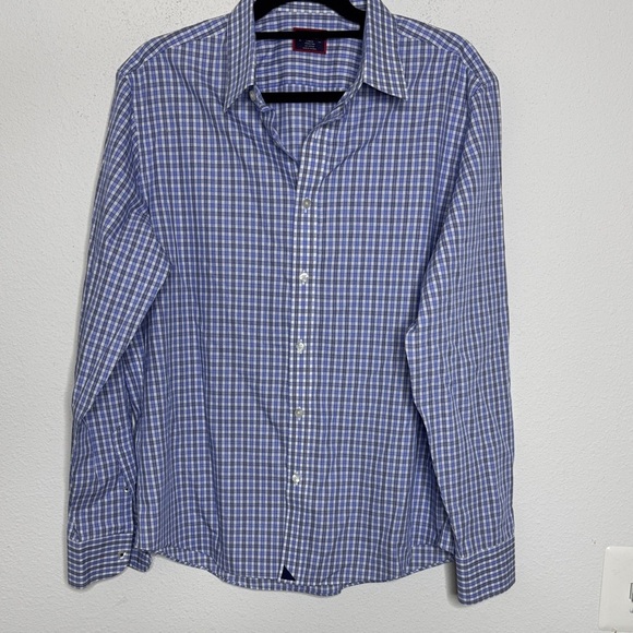 UNTUCKit Blue and White Plaid Casual Large Cotton Shirt - Picture 1 of 4